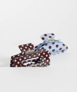 Accessorize Accessorize 2 pack polka dot claw clip in choc & blue-Multi