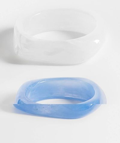 Accessorize Accessorize 2 pack resin bangles in white and blue-Multi