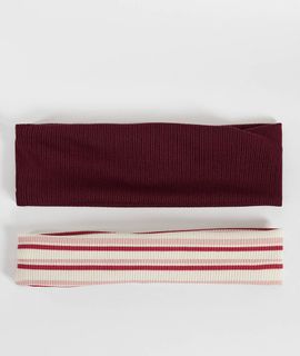 Accessorize Accessorize 2 pack striped headbands in burgundy-Red