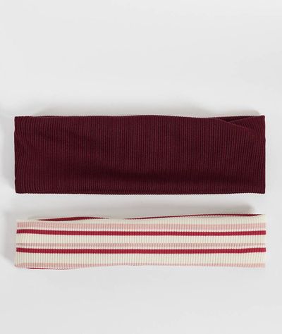 Accessorize Accessorize 2 pack striped headbands in burgundy-Red