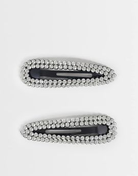 Accessorize Accessorize 2 pack super sparkle hair clips in crystal-Silver