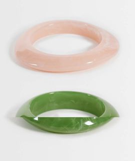 Accessorize Accessorize 2 pack thin resin bangles in pastels-Multi