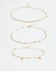 Accessorize Accessorize 3-pack faux pearl & coin anklets in gold - 1