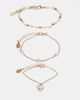 Accessorize Accessorize 3 pack delicate faux pearl heart bracelet in gold tone - 1