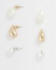 Accessorize Accessorize 3 pack mini teardrop earrings in gold and pearl - 1