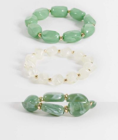 Accessorize Accessorize 3 pack resin nugget bracelets in green and white