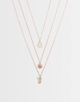 Accessorize Accessorize 3 row delicate shell necklace in gold tone