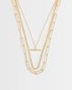 Accessorize Accessorize 3 row delicate t-bar necklace in gold tone - 1