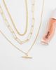 Accessorize Accessorize 3 row delicate t-bar necklace in gold tone - 2