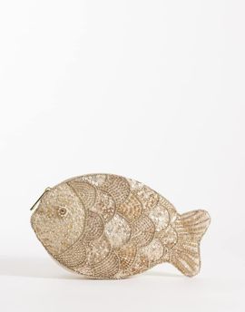Accessorize Accessorize beaded fish pouch purse in gold