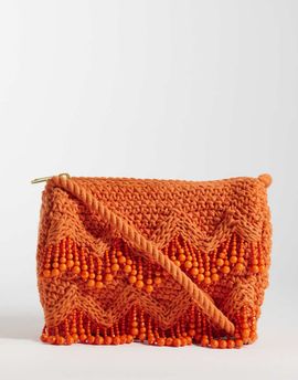 Accessorize Accessorize beaded macrame cross body bag in orange