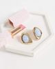 Accessorize Accessorize blue stone molten shield stud earrings in gold - 2