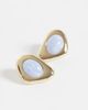 Accessorize Accessorize blue stone molten shield stud earrings in gold - 3