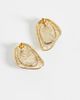 Accessorize Accessorize blue stone molten shield stud earrings in gold - 4