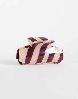 Accessorize Accessorize candy striped hair claw clip in burgundy-Red