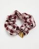 Accessorize Accessorize checked heart charm hair scrunchie in brown - 2