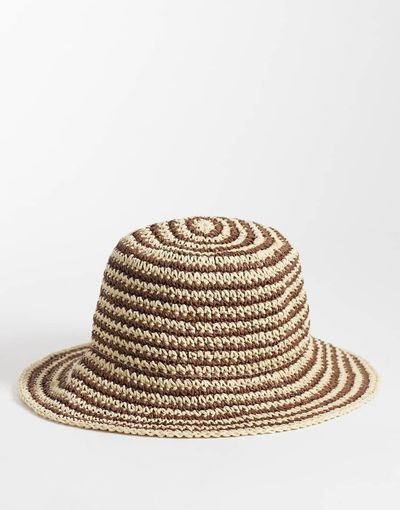 Accessorize Accessorize chocolate stripe bucket hat in brown