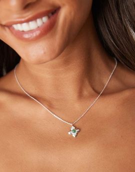 Accessorize Accessorize clover jewel pendant necklace in plated stainless steel-Silver