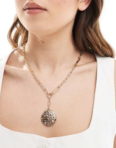 Accessorize Accessorize coin large chain necklace in gold