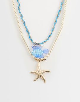 Accessorize Accessorize cord pendant fish necklace stack in multi