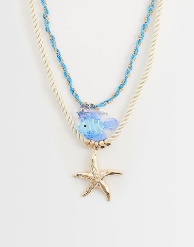 Accessorize Accessorize cord pendant fish necklace stack in multi