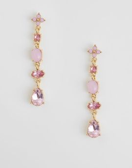 Accessorize Accessorize eclectic gem flower drop earrings in pink