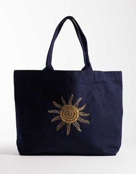 Accessorize Accessorize embellished sun shopper bag in navy
