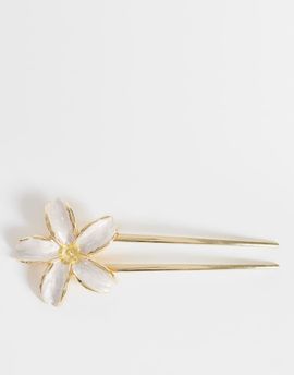 Accessorize Accessorize enamel moonlight flower French hair pin in white
