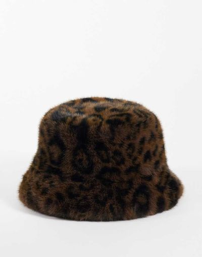 Accessorize Accessorize faux fur bucket hat in leopard print-MULTI