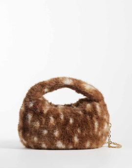 Accessorize Accessorize faux fur grab bag in deer print-MULTI