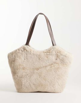 Accessorize Accessorize faux fur shoulder bag in cream-WHITE