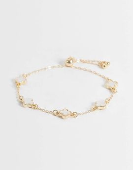 Accessorize Accessorize faux pearl toggle clover bracelet in gold