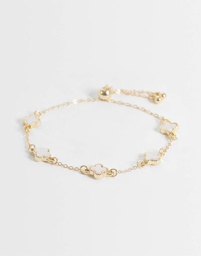 Accessorize Accessorize faux pearl toggle clover bracelet in gold