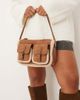Accessorize Accessorize faux shearling double pocket crossbody bag in tan-Brown - 1