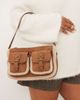 Accessorize Accessorize faux shearling double pocket crossbody bag in tan-Brown - 2