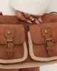 Accessorize Accessorize faux shearling double pocket crossbody bag in tan-Brown - 3