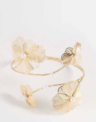Accessorize Accessorize filigree flower arm cuff in gold tone