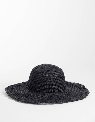 Accessorize Accessorize floppy edge straw hat in black