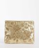 Accessorize Accessorize floral embroidered zip top clutch in gold - 1