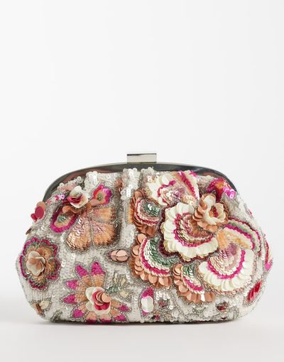 Accessorize Accessorize floral pillow clutch in silver-Multi