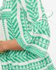 Accessorize Accessorize flute sleeve jacquard beach summer mini dress in green & white - 3