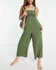 Accessorize Accessorize frill shoulder beach jumpsuit in khaki-Green - 1