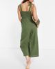 Accessorize Accessorize frill shoulder beach jumpsuit in khaki-Green - 2