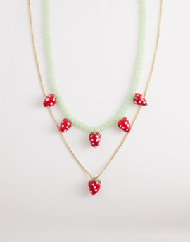 Accessorize Accessorize glass beaded strawberry fruit necklace in multi