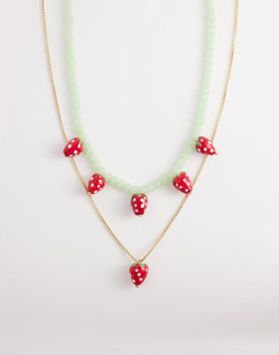Accessorize Accessorize glass beaded strawberry fruit necklace in multi