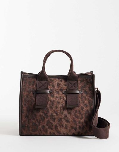 Accessorize Accessorize grab tote bag in leopard print-MULTI