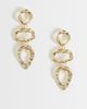 Accessorize Accessorize hammered cutout triple drop earrings in gold - 1