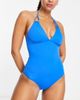 Accessorize Accessorize high neck plunge shaping swimsuit in blue - 1