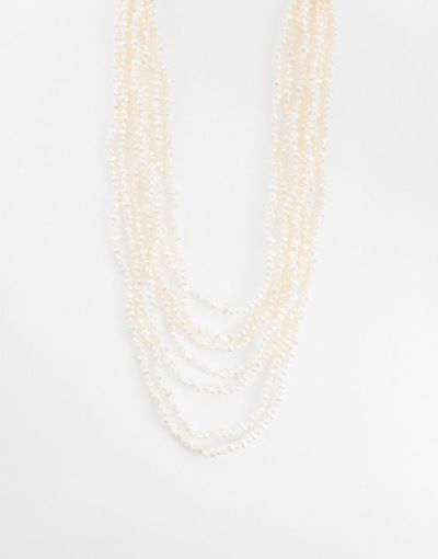 Accessorize Accessorize irregular faux pearl layered necklace-White