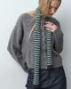 Accessorize Accessorize knit skinny scarf in brown & turquoise stripes - 1